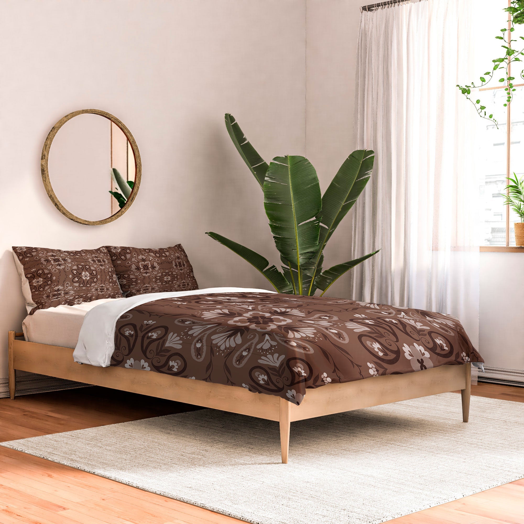 Pimlada Phuapradit Paisley Floral Tiles Brown Comforter