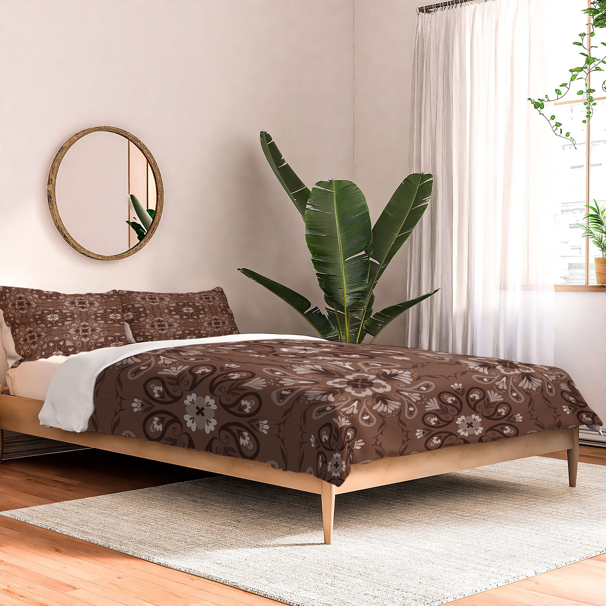 Pimlada Phuapradit Paisley Floral Tiles Brown Comforter
