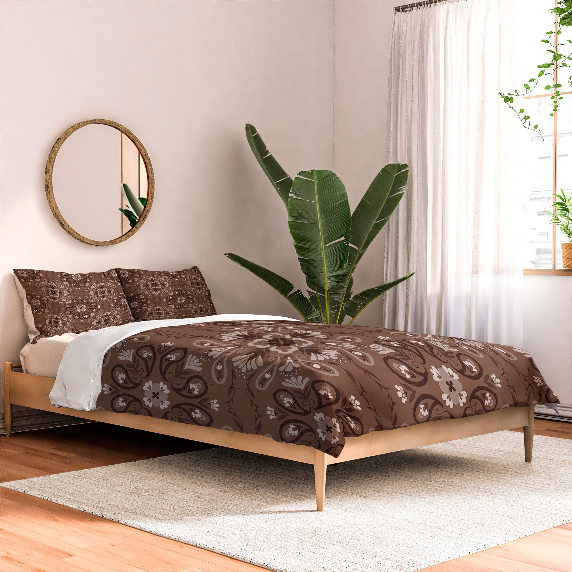Pimlada Phuapradit Paisley Floral Tiles Brown Comforter