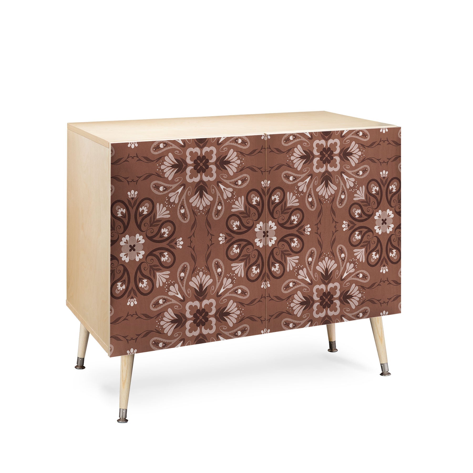 Pimlada Phuapradit Paisley Floral Tiles Brown Credenza