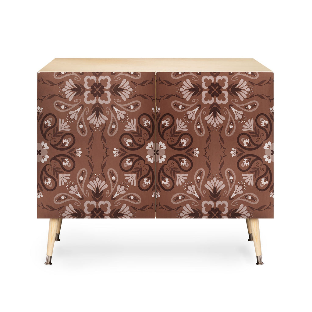 Pimlada Phuapradit Paisley Floral Tiles Brown Credenza