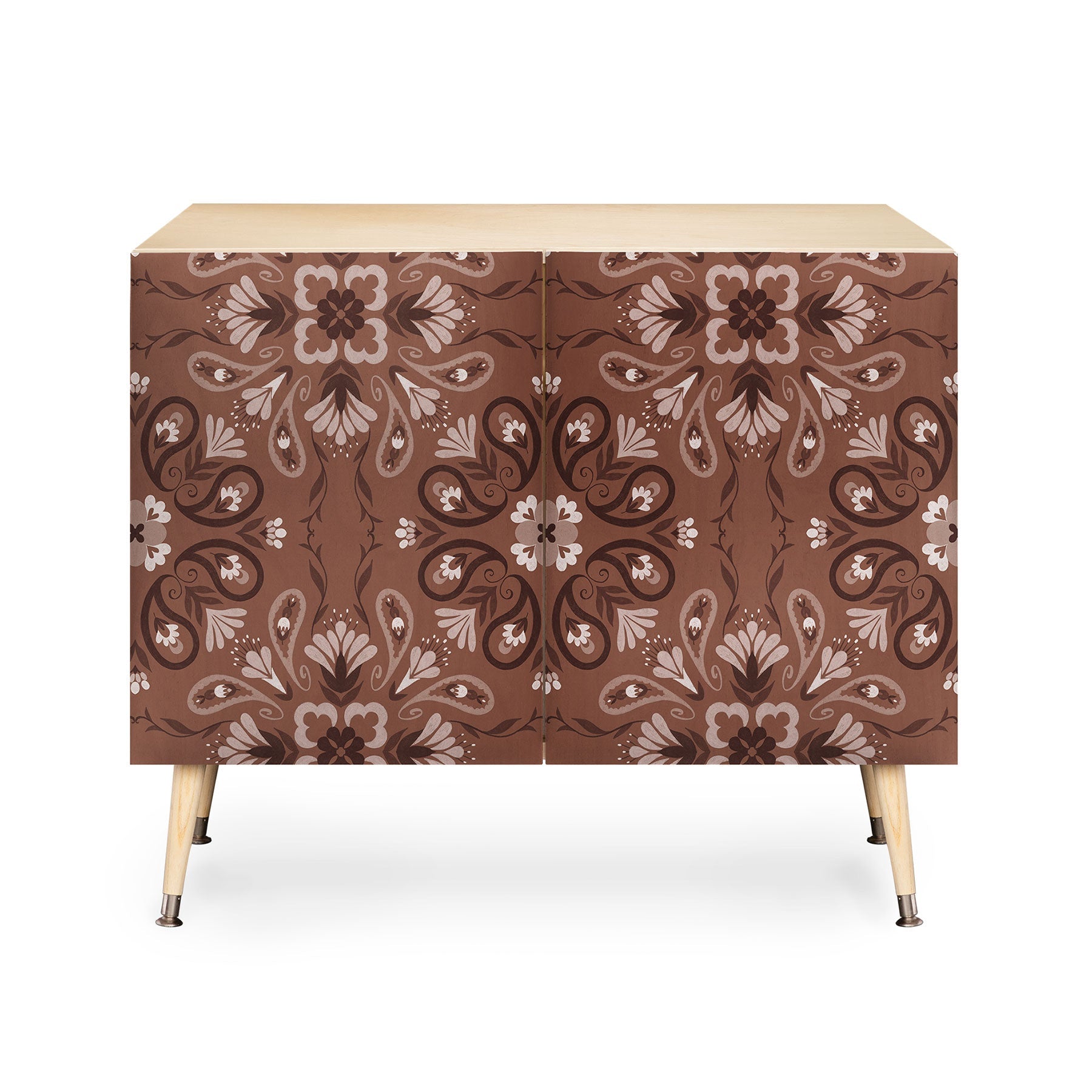 Pimlada Phuapradit Paisley Floral Tiles Brown Credenza