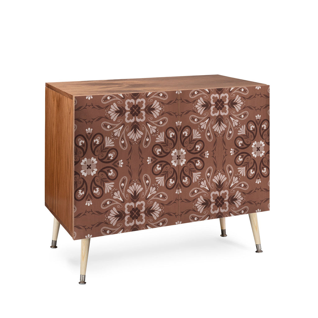 Pimlada Phuapradit Paisley Floral Tiles Brown Credenza
