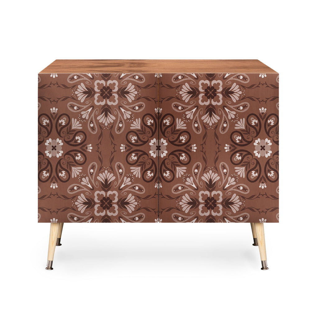 Pimlada Phuapradit Paisley Floral Tiles Brown Credenza
