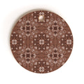 Pimlada Phuapradit Paisley Floral Tiles Brown Cutting Board Round