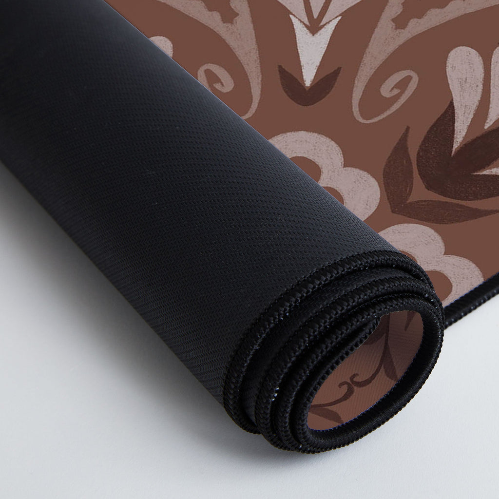 Pimlada Phuapradit Paisley Floral Tiles Brown Desk Mat