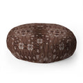 Pimlada Phuapradit Paisley Floral Tiles Brown Floor Pillow Round