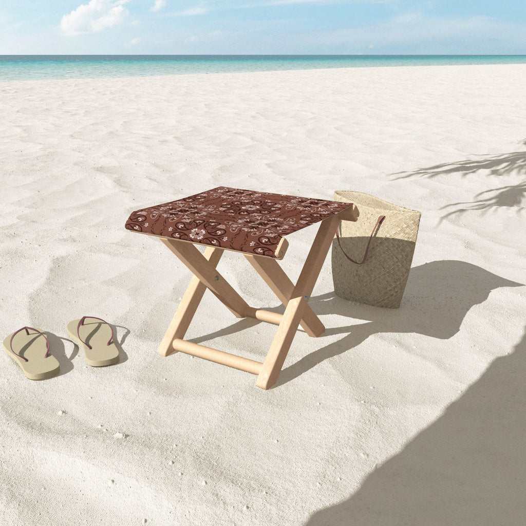 Pimlada Phuapradit Paisley Floral Tiles Brown Folding Stool