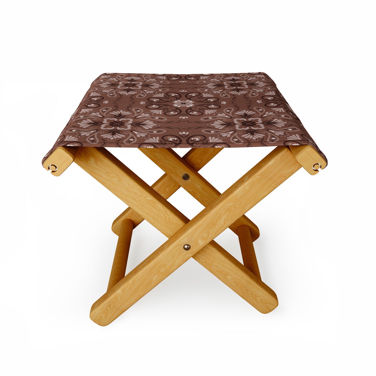 Pimlada Phuapradit Paisley Floral Tiles Brown Folding Stool