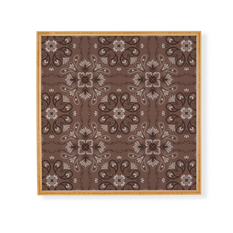 Pimlada Phuapradit Paisley Floral Tiles Brown Framed Wall Art