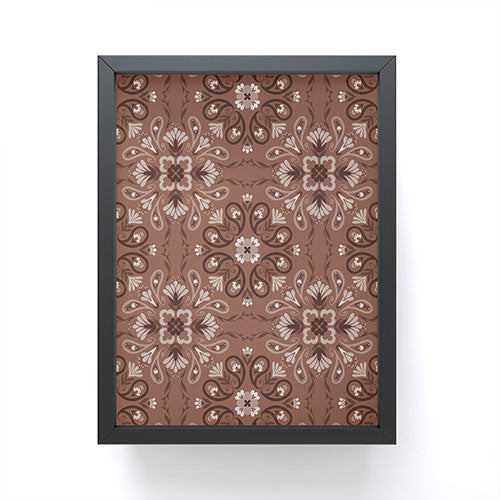 Pimlada Phuapradit Paisley Floral Tiles Brown Framed Mini Art Print