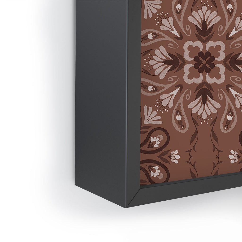 Pimlada Phuapradit Paisley Floral Tiles Brown Framed Mini Art Print