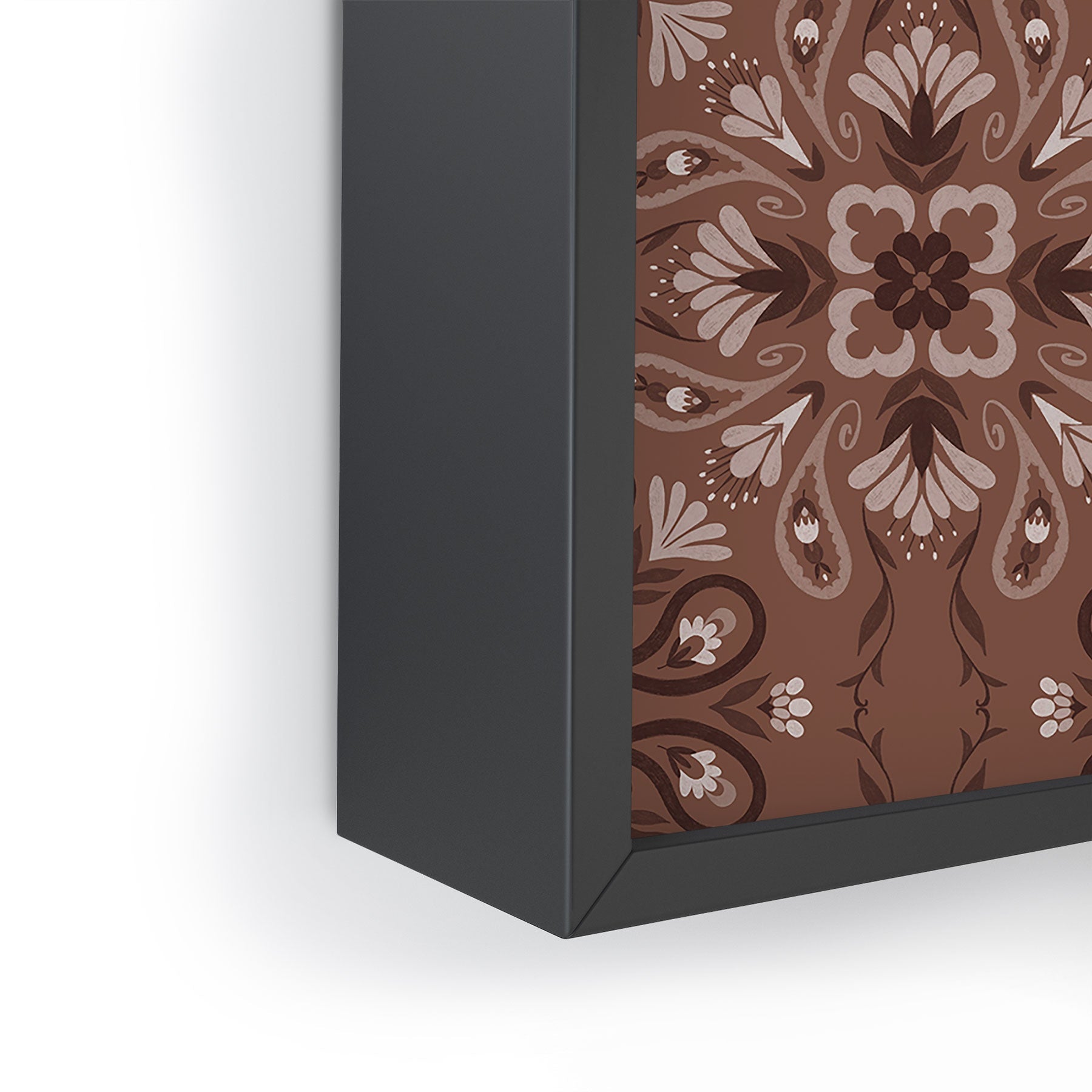 Pimlada Phuapradit Paisley Floral Tiles Brown Framed Mini Art Print