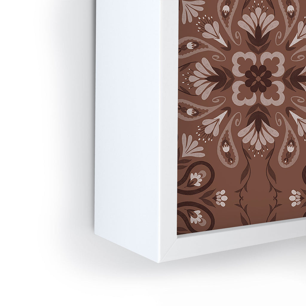 Pimlada Phuapradit Paisley Floral Tiles Brown Framed Mini Art Print