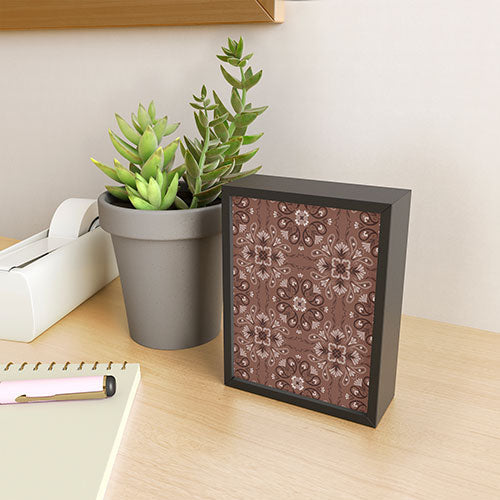 Pimlada Phuapradit Paisley Floral Tiles Brown Framed Mini Art Print