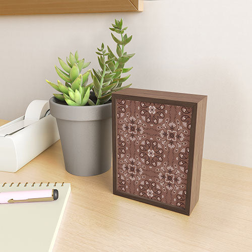 Pimlada Phuapradit Paisley Floral Tiles Brown Framed Mini Art Print