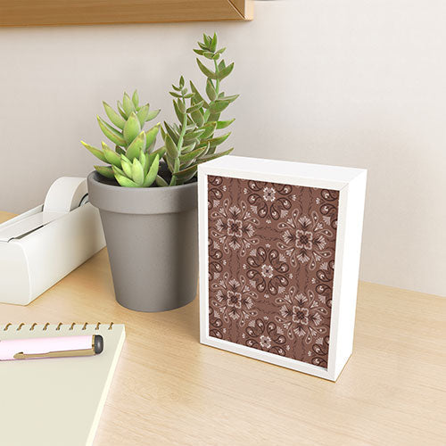 Pimlada Phuapradit Paisley Floral Tiles Brown Framed Mini Art Print