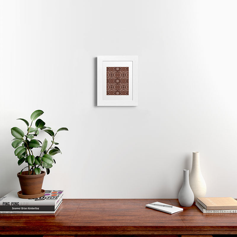 Pimlada Phuapradit Paisley Floral Tiles Brown Framed Art Print