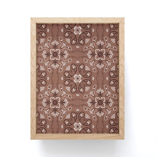 Pimlada Phuapradit Paisley Floral Tiles Brown Framed Mini Art Print