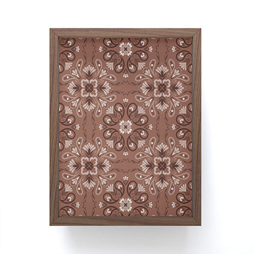 Pimlada Phuapradit Paisley Floral Tiles Brown Framed Mini Art Print