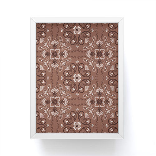 Pimlada Phuapradit Paisley Floral Tiles Brown Framed Mini Art Print