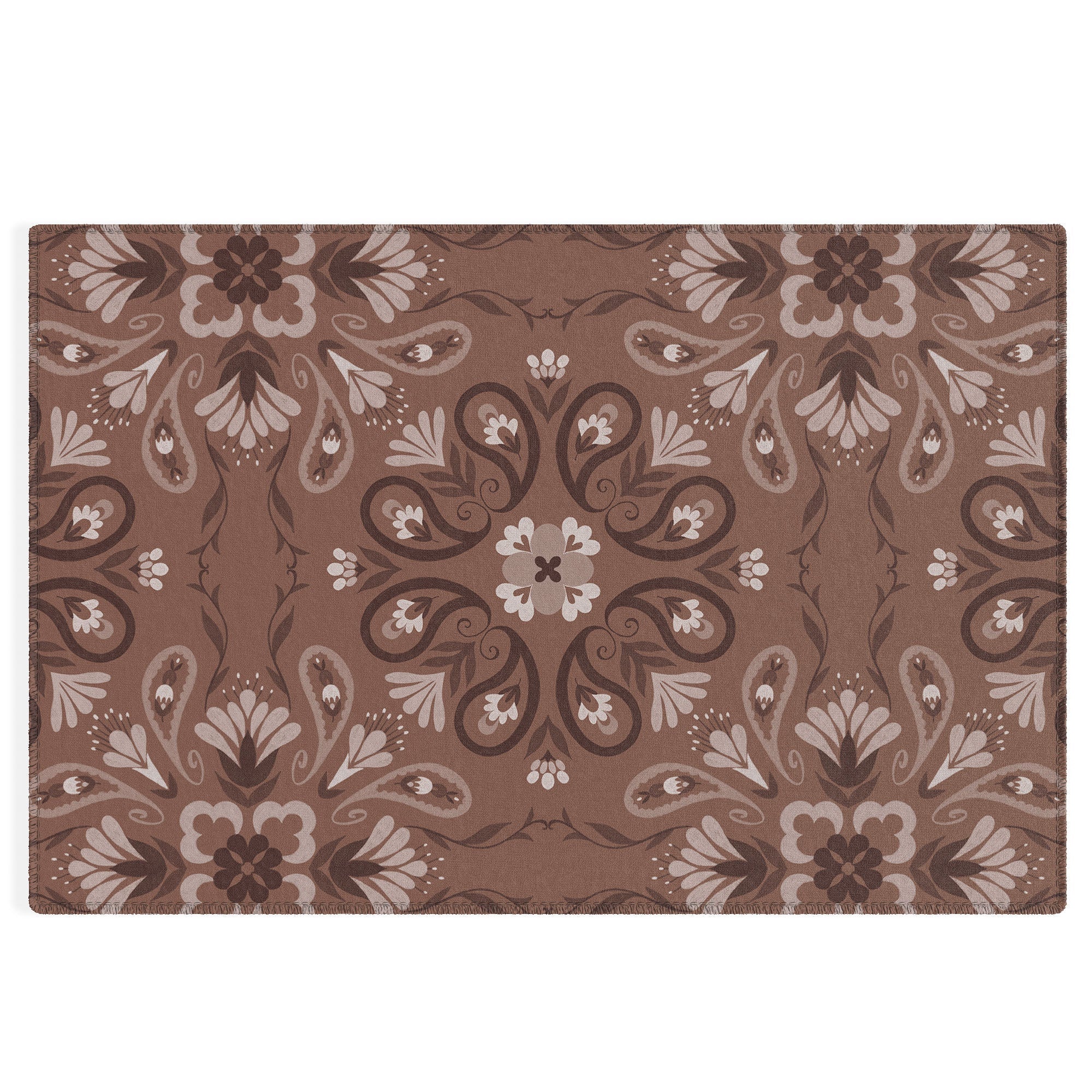 Pimlada Phuapradit Paisley Floral Tiles Brown Outdoor Rug
