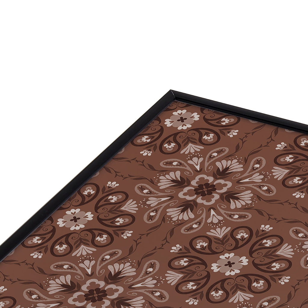 Pimlada Phuapradit Paisley Floral Tiles Brown Square Metal Framed Art Print