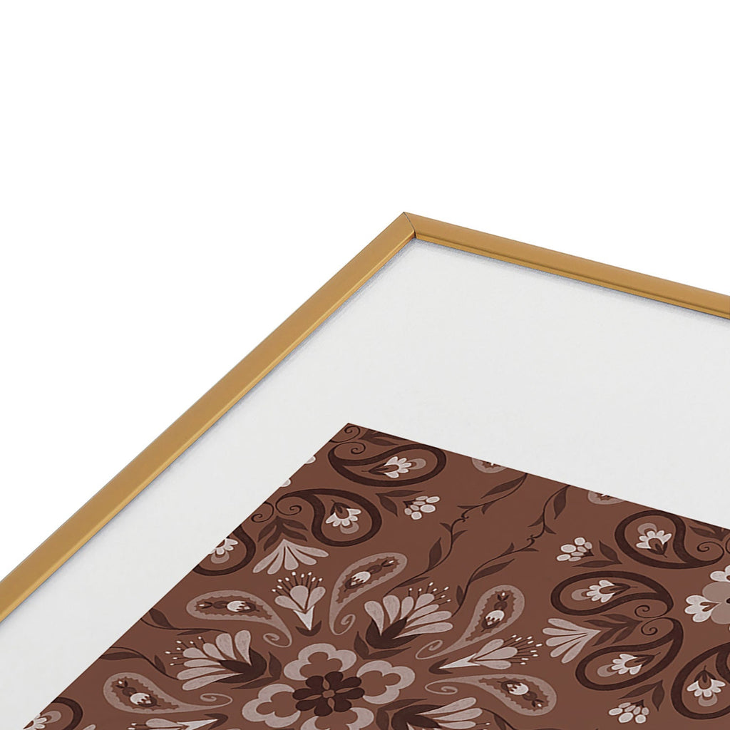 Pimlada Phuapradit Paisley Floral Tiles Brown Metal Framed Art Print