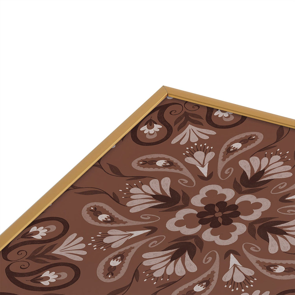 Pimlada Phuapradit Paisley Floral Tiles Brown Square Metal Framed Art Print