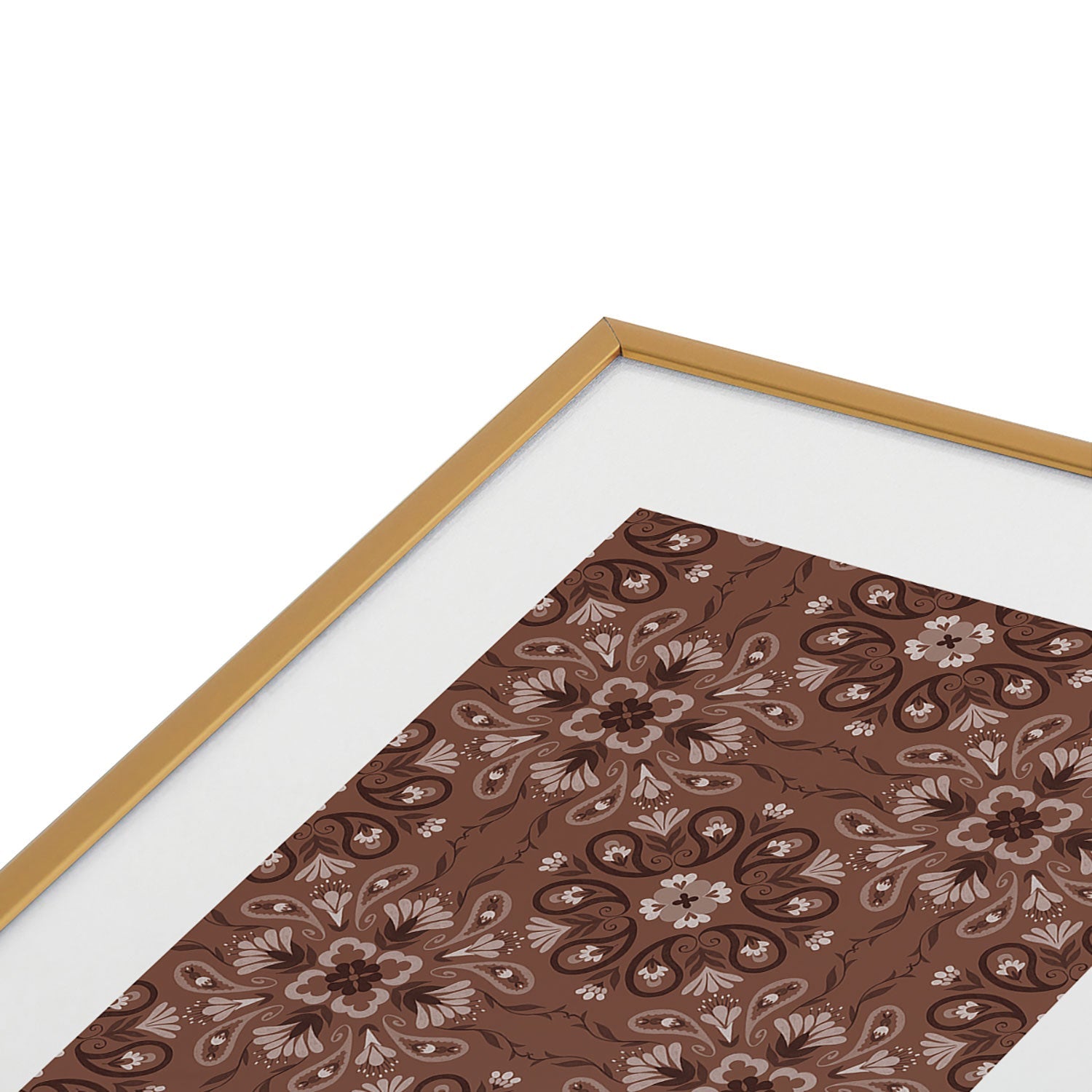 Pimlada Phuapradit Paisley Floral Tiles Brown Metal Framed Art Print