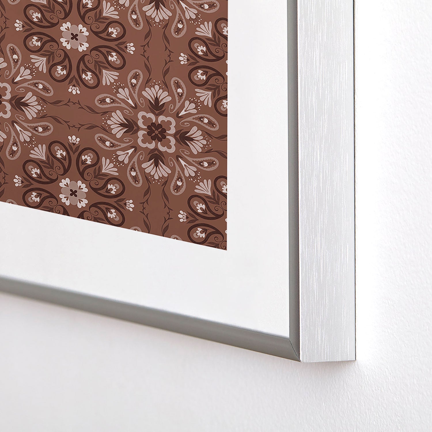 Pimlada Phuapradit Paisley Floral Tiles Brown Metal Framed Art Print