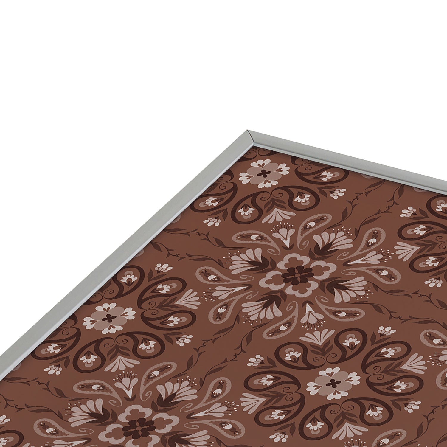 Pimlada Phuapradit Paisley Floral Tiles Brown Square Metal Framed Art Print