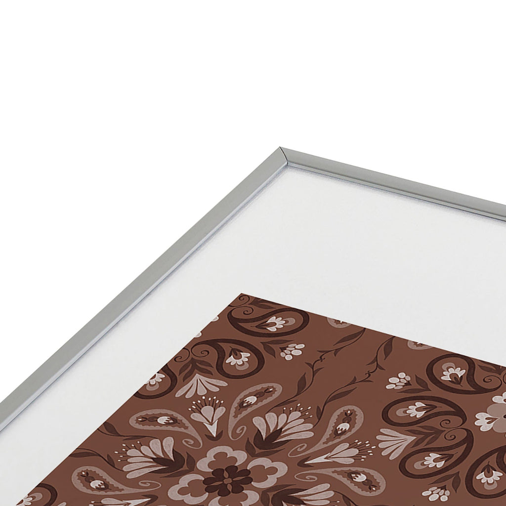 Pimlada Phuapradit Paisley Floral Tiles Brown Metal Framed Art Print