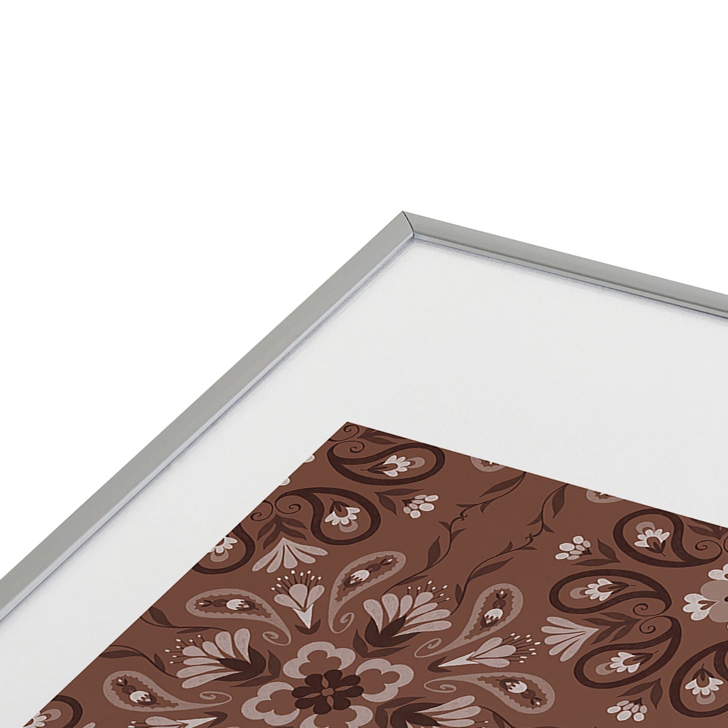 Pimlada Phuapradit Paisley Floral Tiles Brown Metal Framed Art Print