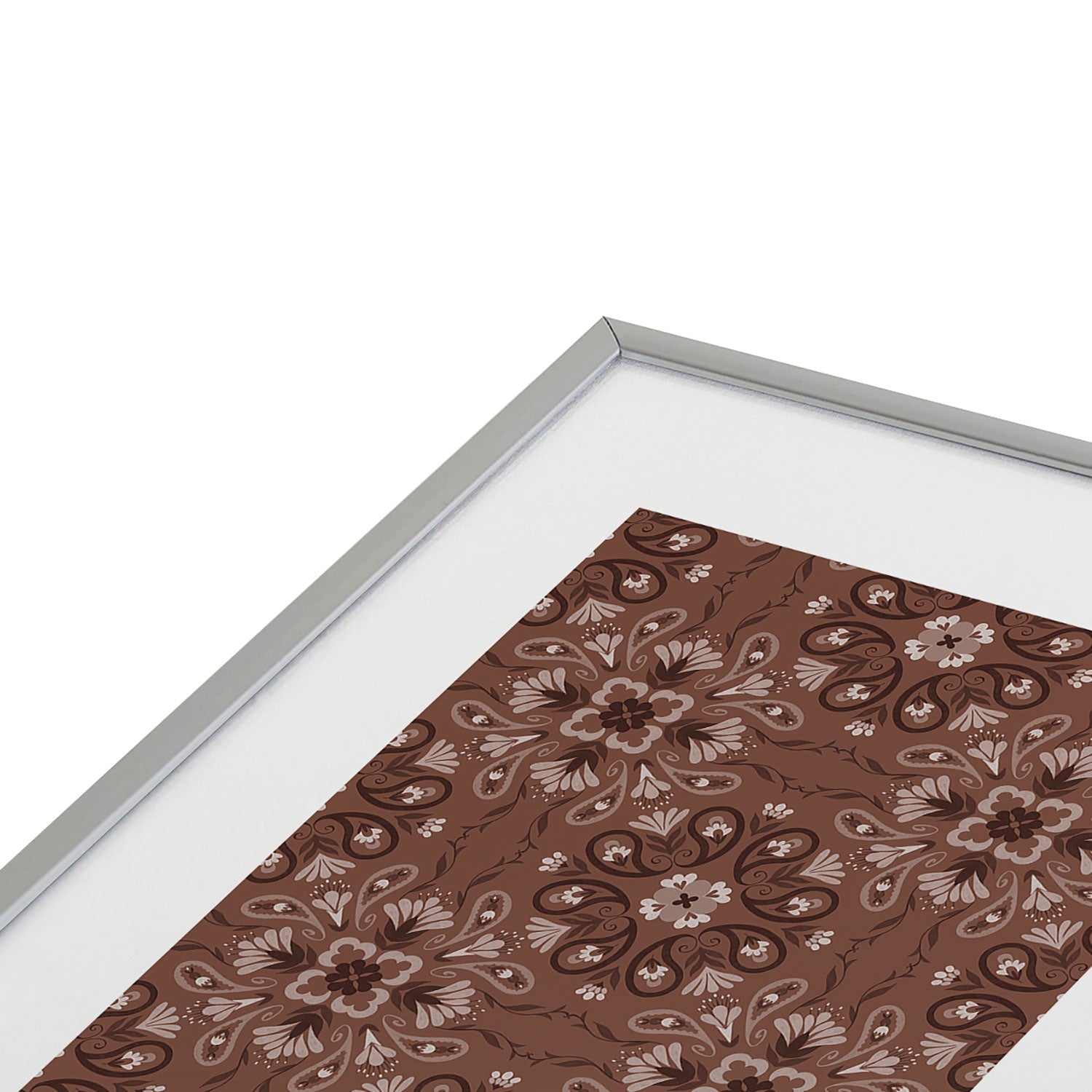 Pimlada Phuapradit Paisley Floral Tiles Brown Metal Framed Art Print