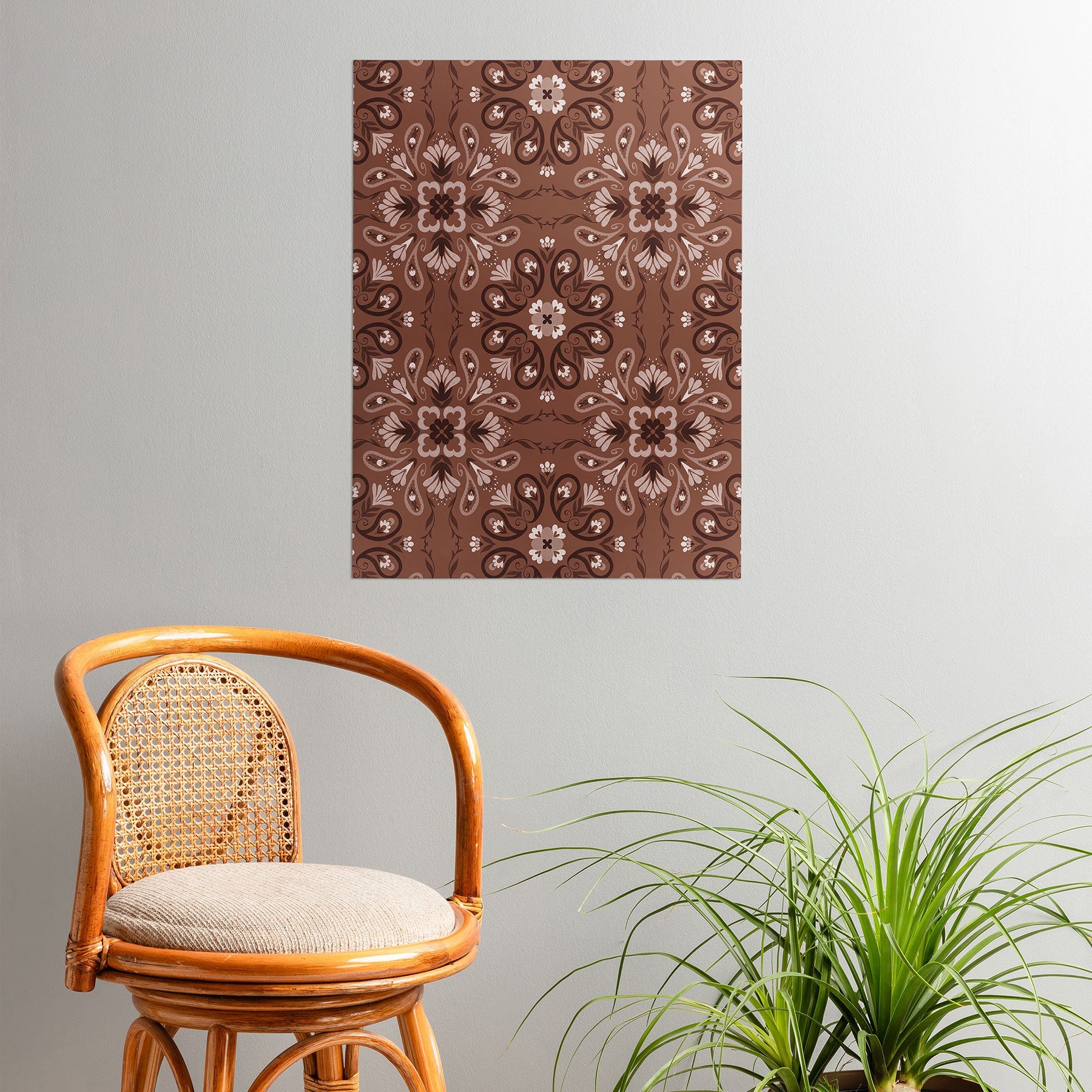 Pimlada Phuapradit Paisley Floral Tiles Brown Poster