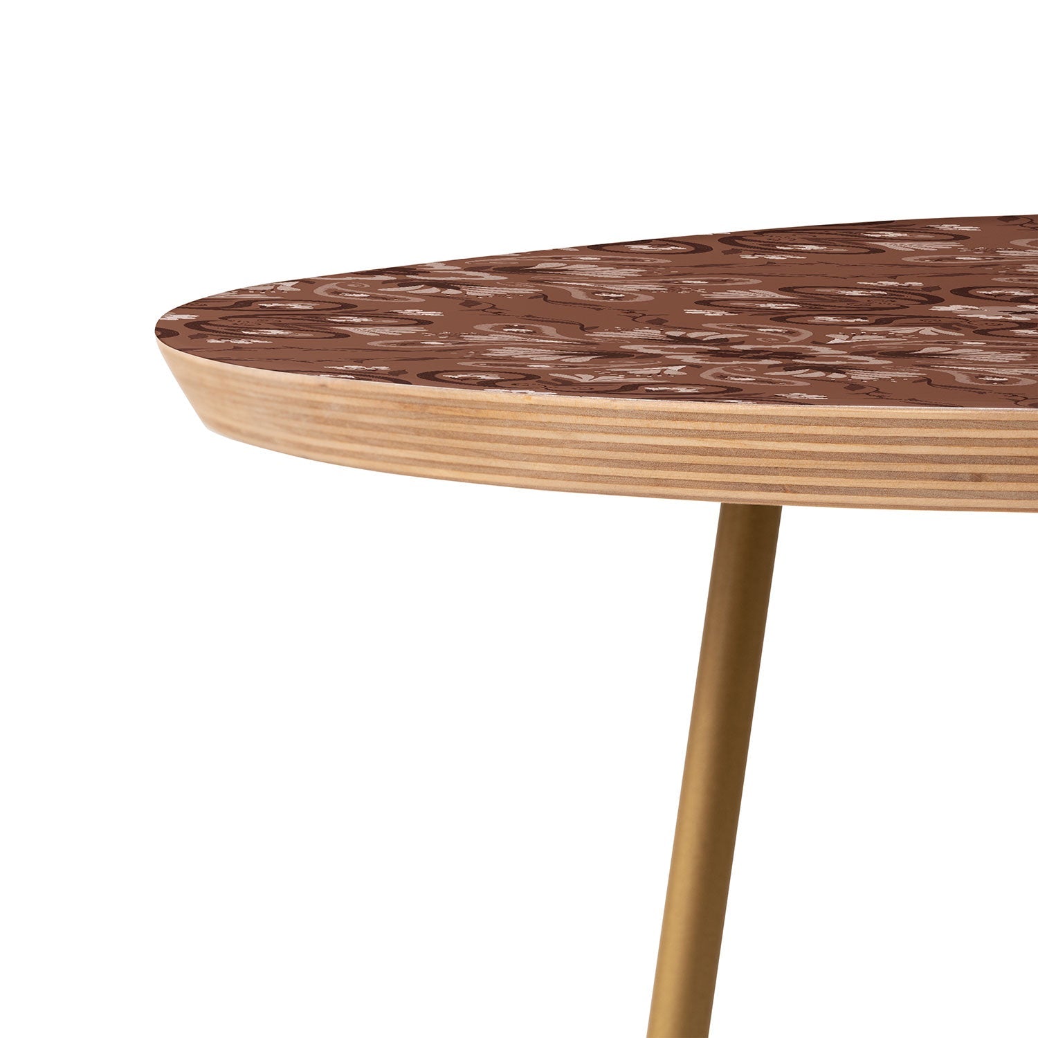 Pimlada Phuapradit Paisley Floral Tiles Brown Round Side Table