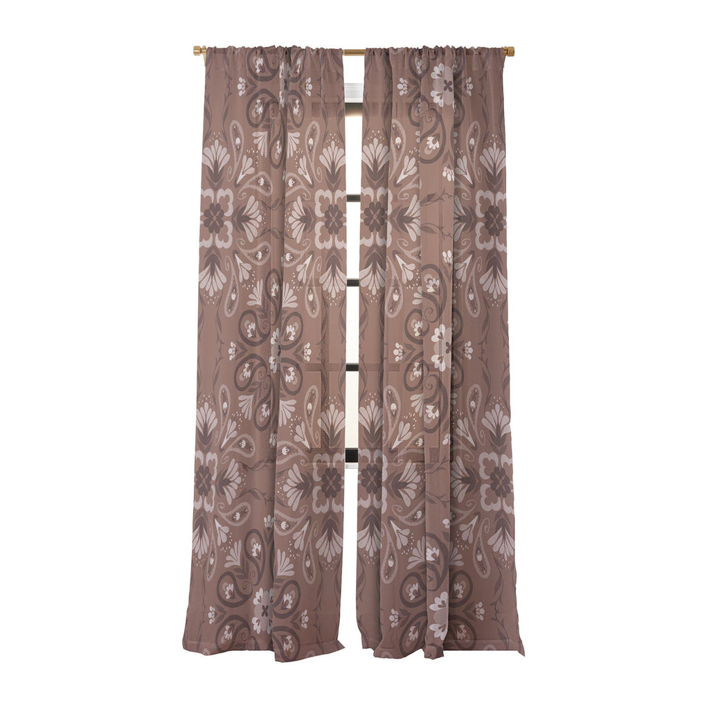 Pimlada Phuapradit Paisley Floral Tiles Brown Sheer Non Repeat