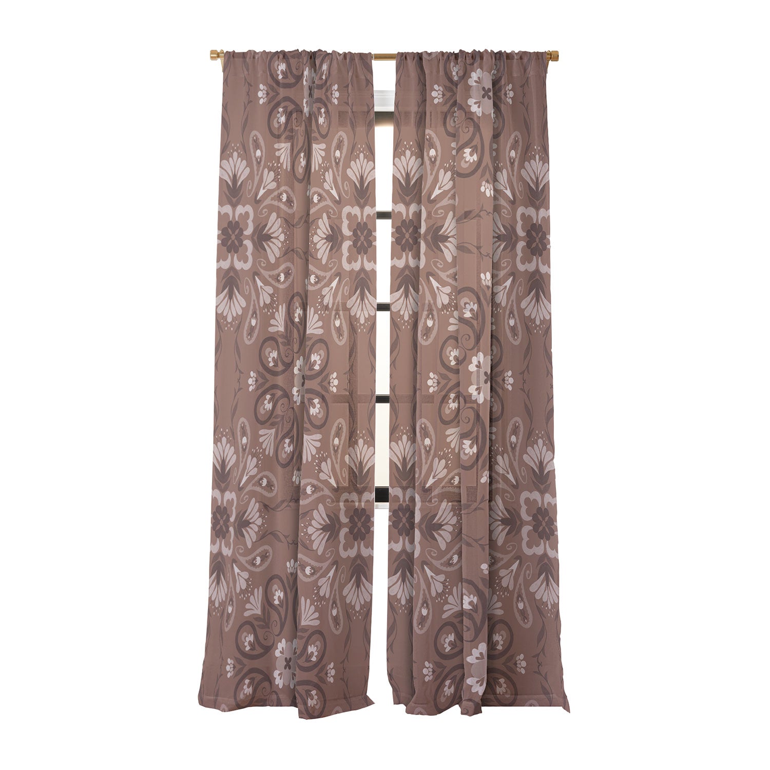 Pimlada Phuapradit Paisley Floral Tiles Brown Sheer Non Repeat