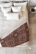 Pimlada Phuapradit Paisley Floral Tiles Brown Fleece Throw Blanket