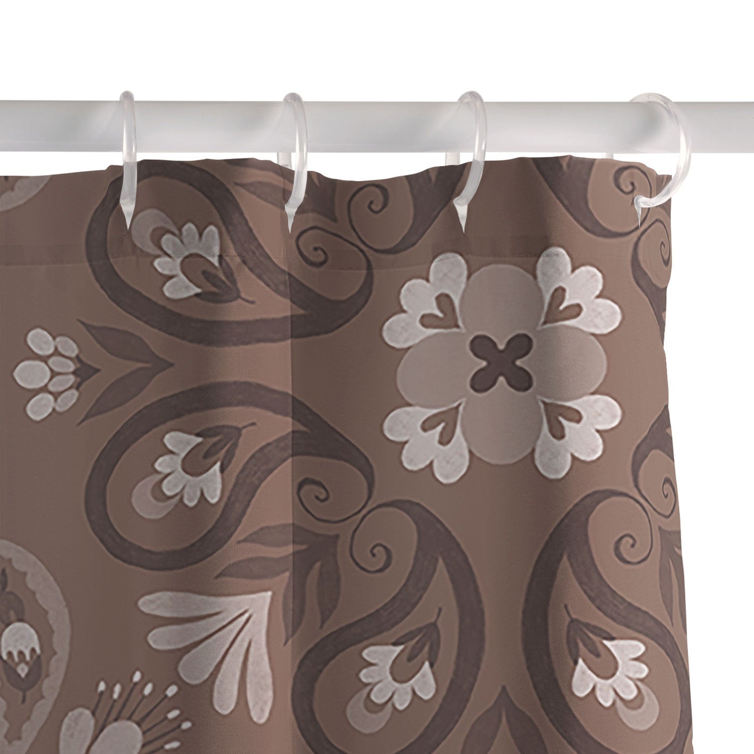 Pimlada Phuapradit Paisley Floral Tiles Brown Shower Curtain