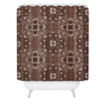 Pimlada Phuapradit Paisley Floral Tiles Brown Shower Curtain