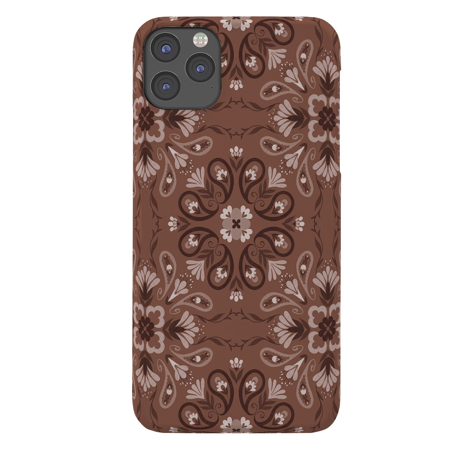 Pimlada Phuapradit Paisley Floral Tiles Brown Phone Case