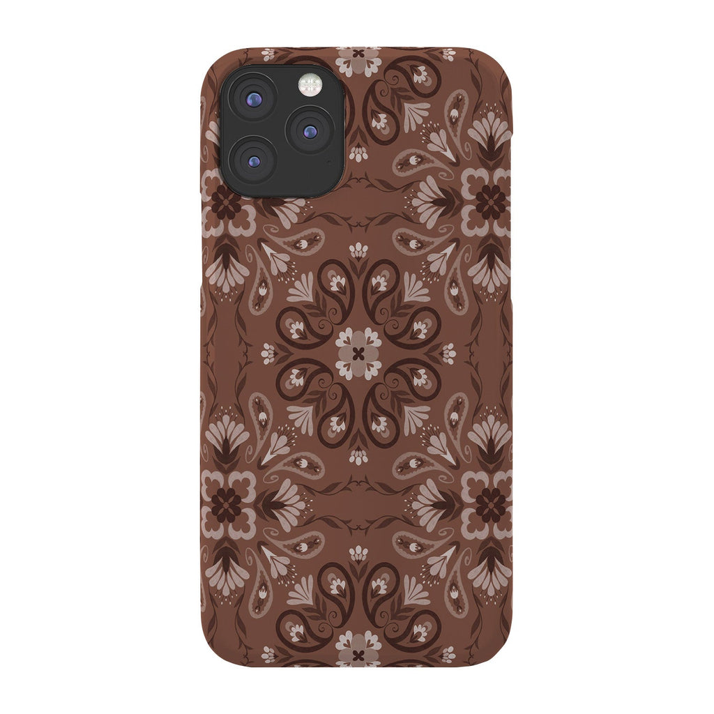 Pimlada Phuapradit Paisley Floral Tiles Brown Phone Case