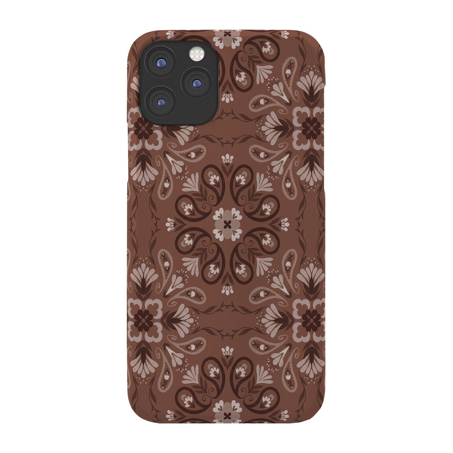 Pimlada Phuapradit Paisley Floral Tiles Brown Phone Case