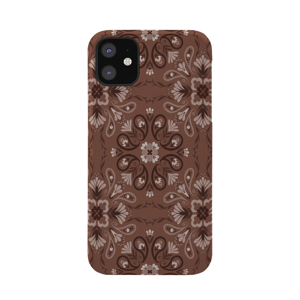 Pimlada Phuapradit Paisley Floral Tiles Brown Phone Case