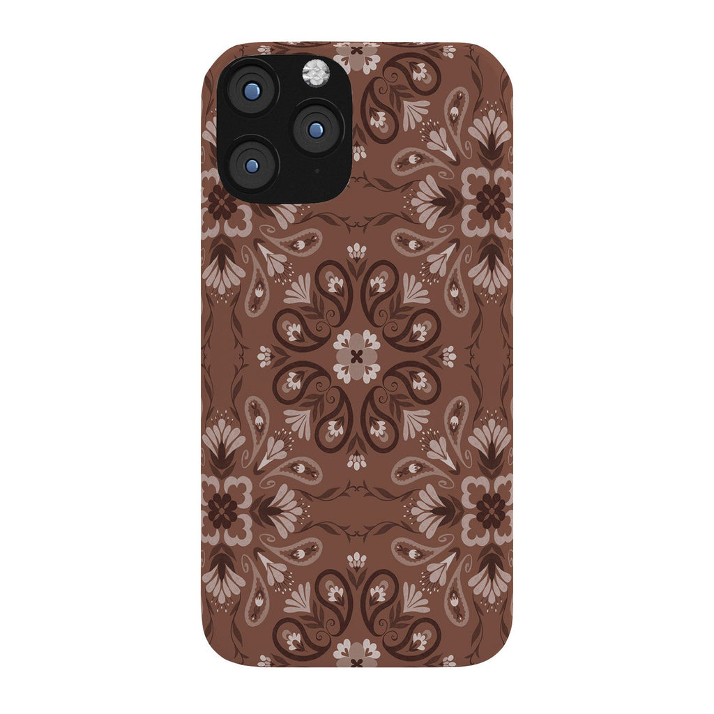 Pimlada Phuapradit Paisley Floral Tiles Brown Phone Case