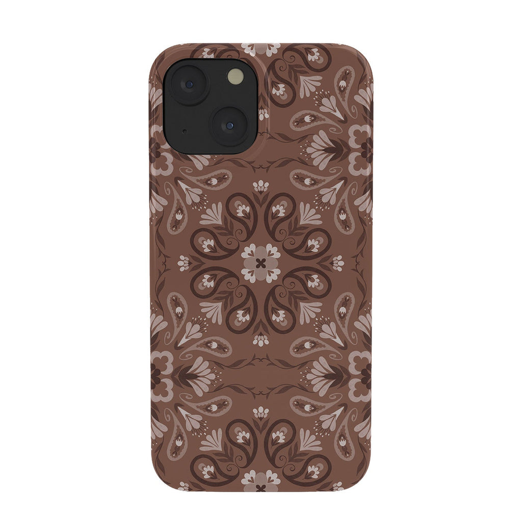 Pimlada Phuapradit Paisley Floral Tiles Brown Phone Case