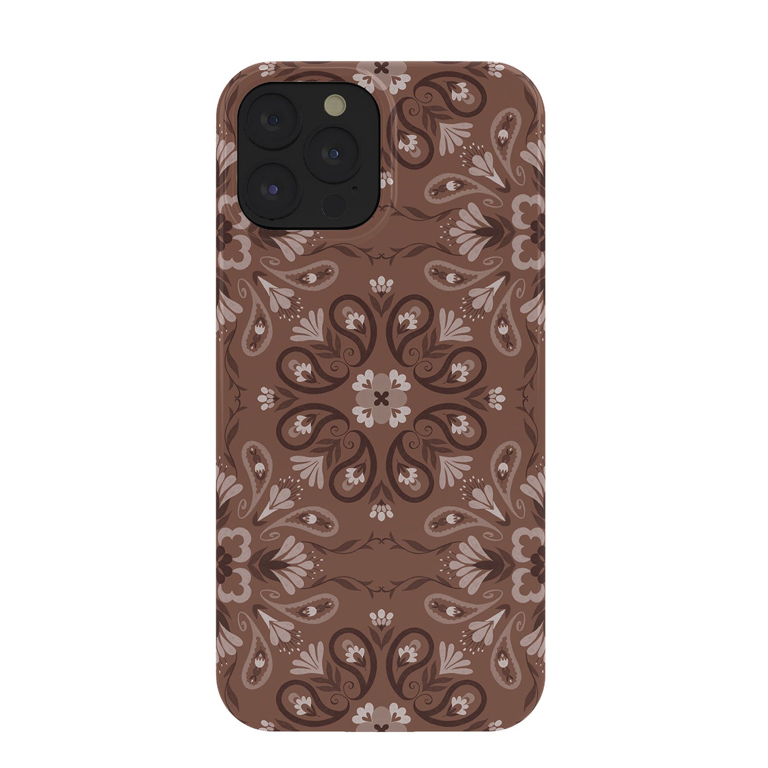 Pimlada Phuapradit Paisley Floral Tiles Brown Phone Case