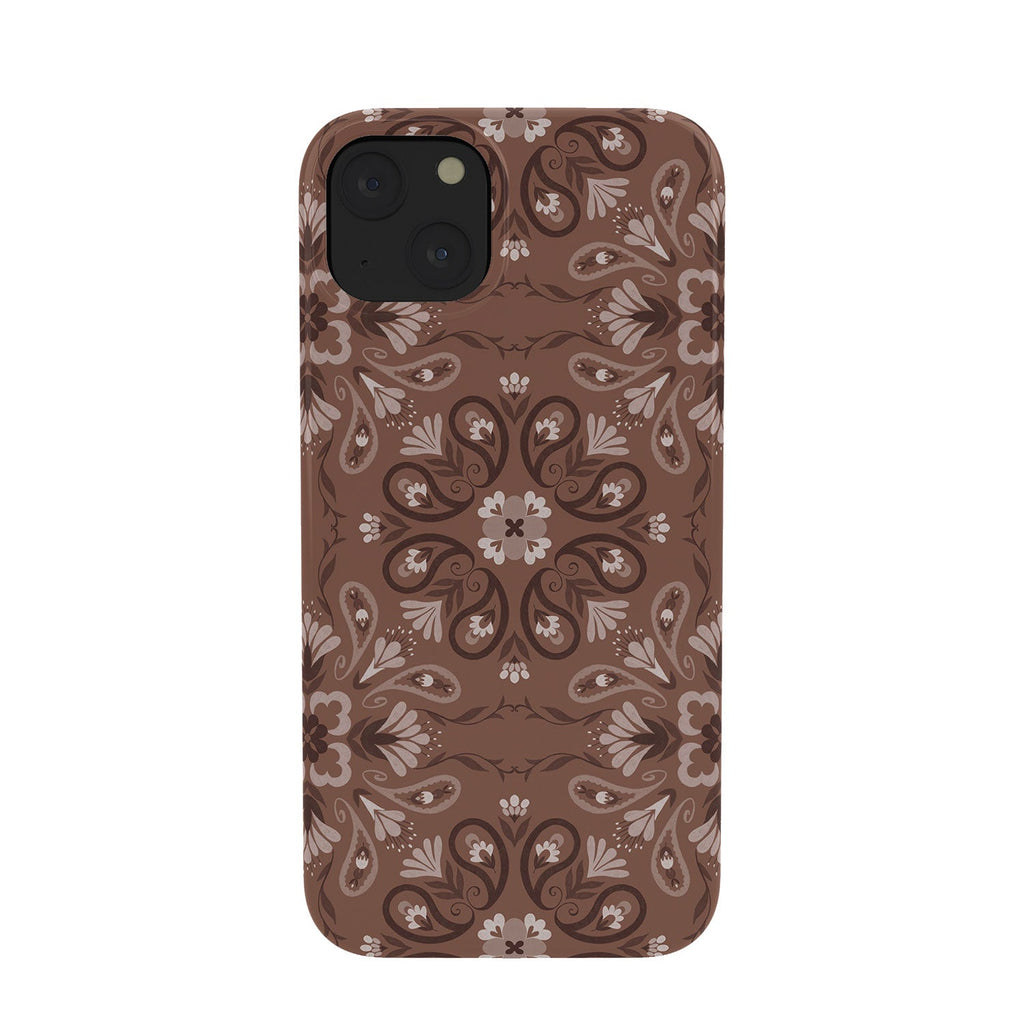 Pimlada Phuapradit Paisley Floral Tiles Brown Phone Case